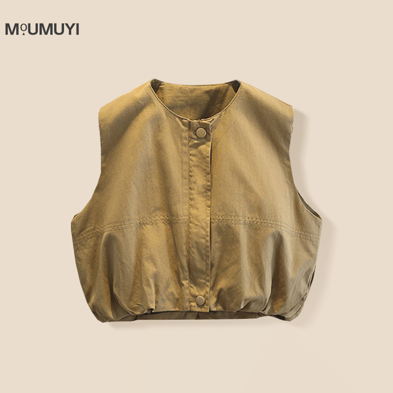 Children's Vest Spring 2025 New Boys' Korean-style Solid Color Loose Vest Trendy Baby Boys' Shoulder Autumn Jacket