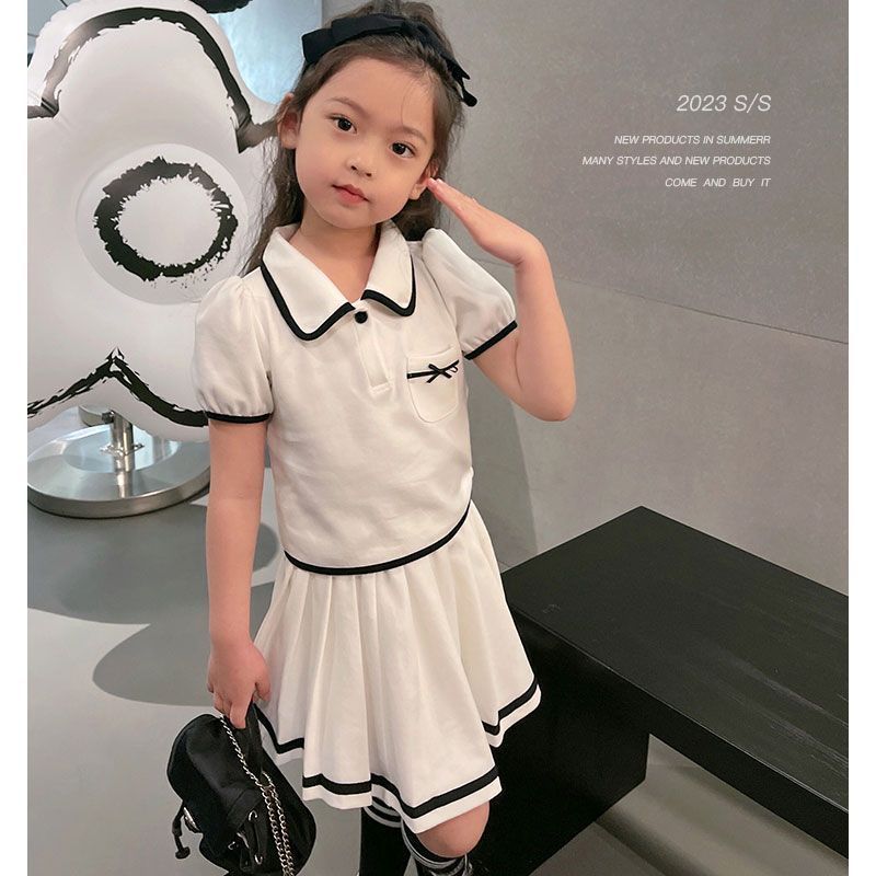 Picture of Children's Casual Suit 2025 Summer New Fashion Girls Sportswear Short-Sleeved Skirt Two-Piece Set Thin Trendy