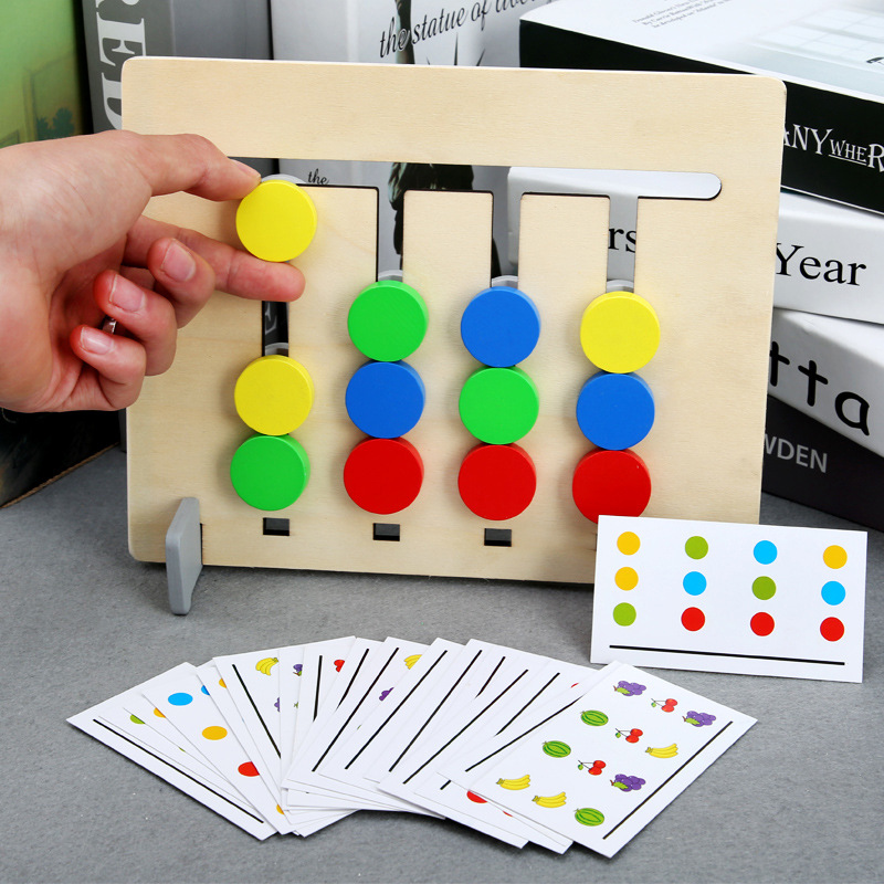 Children's educational toys four-color fruit logic game double-sided wooden Montessori enlightenment kindergarten teaching aids