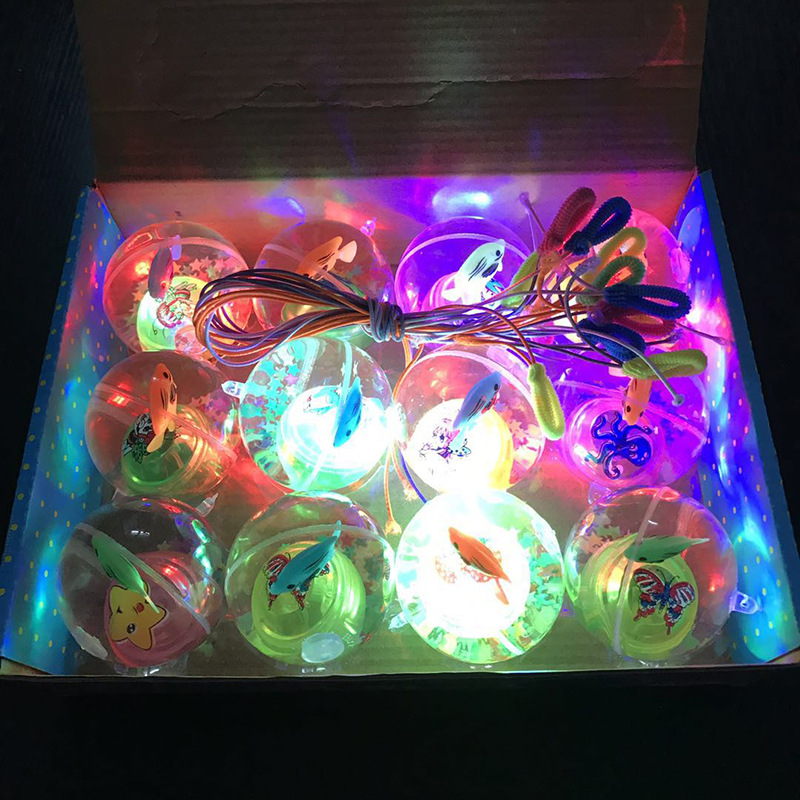 Picture of 5.5cm with rope flash crystal ball luminous elastic ball colorful jumping ball children's toy cartoon ball