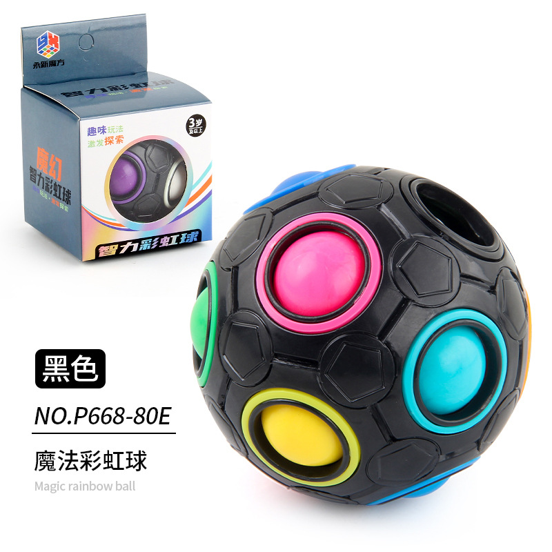 Picture of Cross-border Amazon Rainbow Ball Decompression Spinning Top Children's Educational Round Twelve-hole Mixed Color Magic Ball Toy