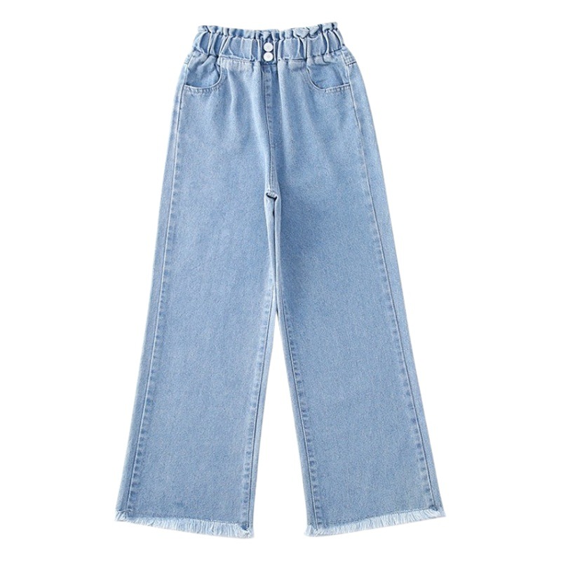 Girls' jeans wide-leg pants 2023 Spring and Autumn New Western style medium and large Children Korean style autumn pants outer pants