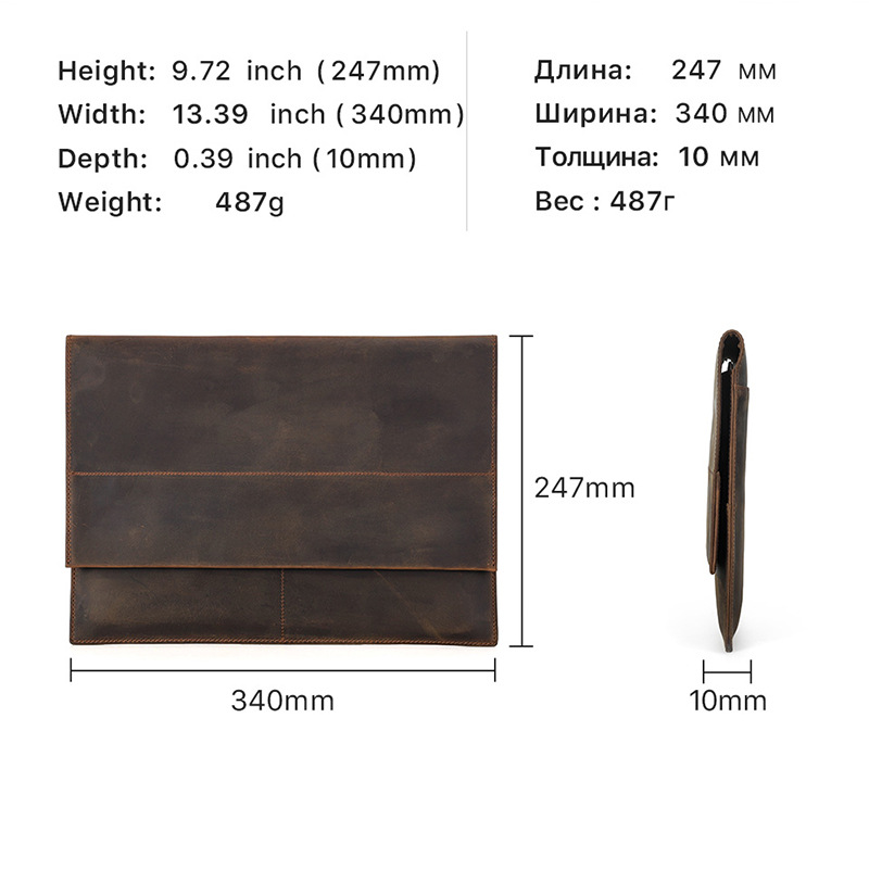 Picture of Suitable for macbookpro protective case with airtag locator crazy horse leather magnetic buckle 13.3 inch computer bag