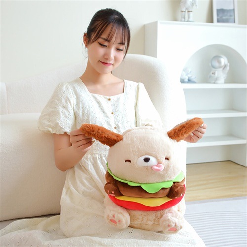 Cute creative hamburger dog doll Internet celebrity plush toy
