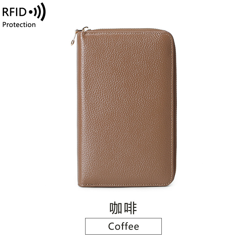 Picture of Wallet leather new RFID litchi pattern long Passbook bag multi-functional ID bag large capacity clutch