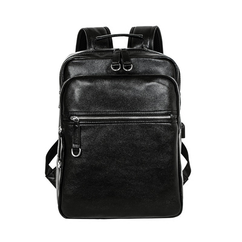 Picture of Men's Backpack Korean Style New Arrival Street All-Match Backpack Men's Fashionable Soft Leather Schoolbag for College Students