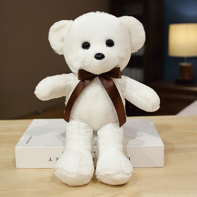 Picture of Factory wholesale rabbit fur ribbon bear wedding gift throw doll plush toy doll machine bow tie bear