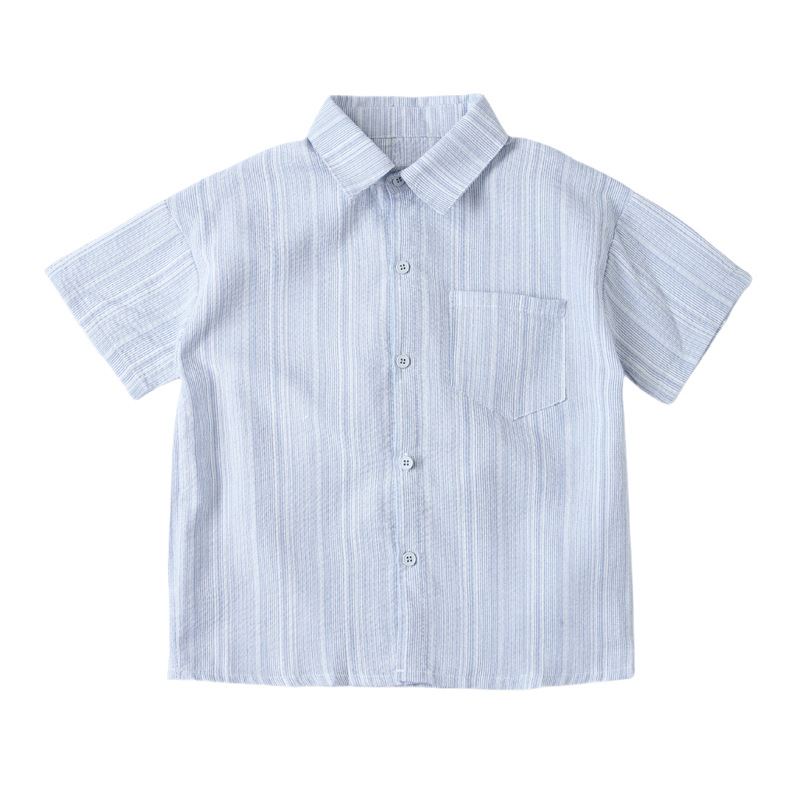 Picture of New Internet Celebrity High-set Couple Clothing Summer Striped Short-sleeved Shirt Mother and Dirt Korean Family Dress Loose Casual Wear