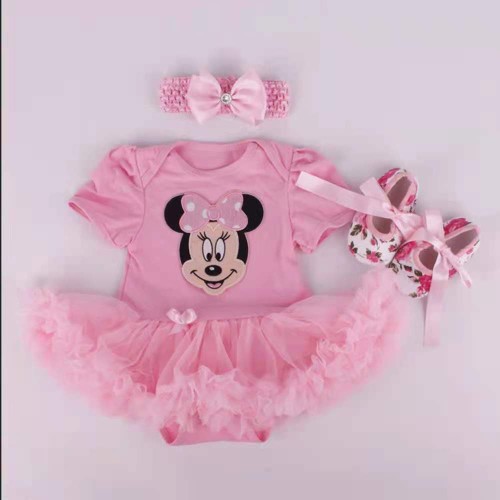 Picture of Summer new baby pink cake ha dress toddler shoes three-piece set 0-2 years old baby girl children's clothing children's skirt wholesale