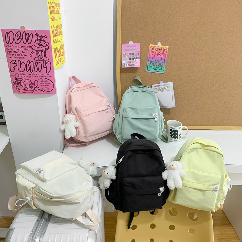 Picture of 2023 new candy color student schoolbag Japanese style fresh Girl backpack personality all-match simple solid color backpack