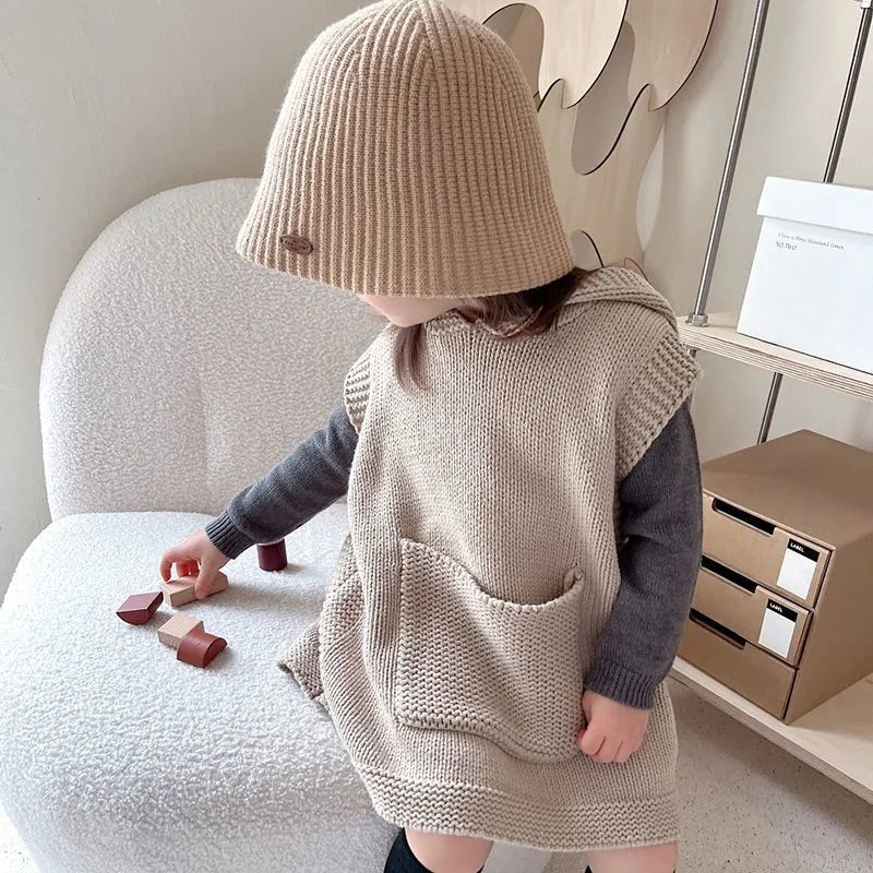 Picture of Children's clothing girls' vest Spring and Autumn New lazy big pocket niche hooded knitted baby children's sweater horse