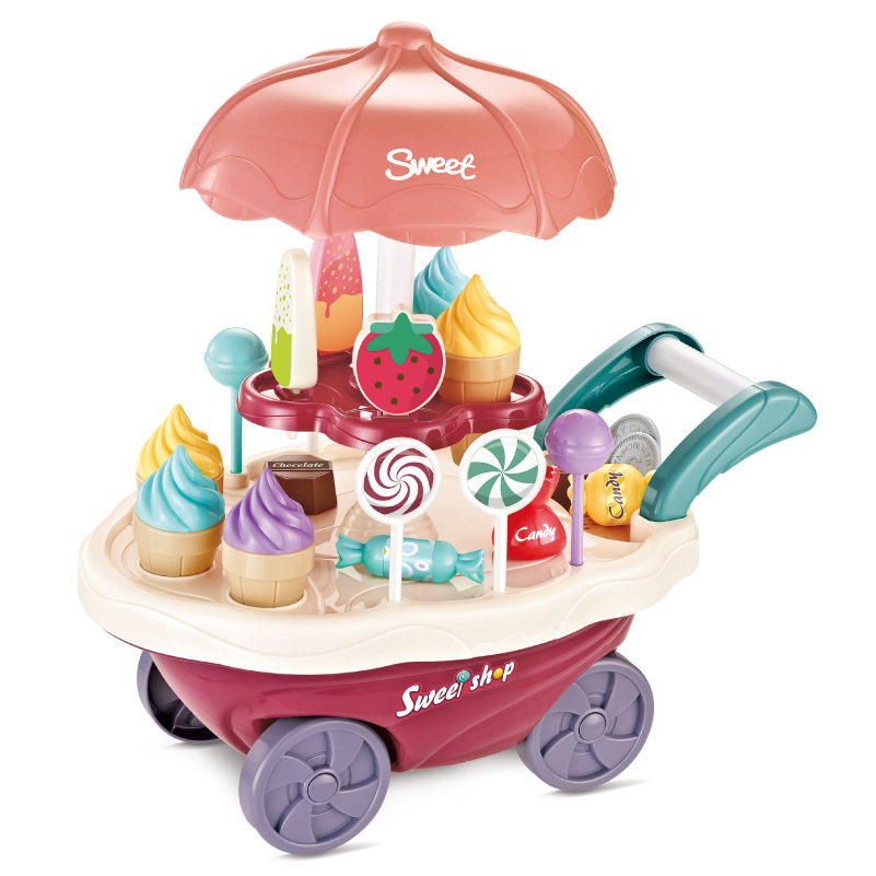 Picture of Children's Play Home Ice Cream Car Toy Girl 3-6 Years Old Simulation Cart Candy Car Birthday Gift Set