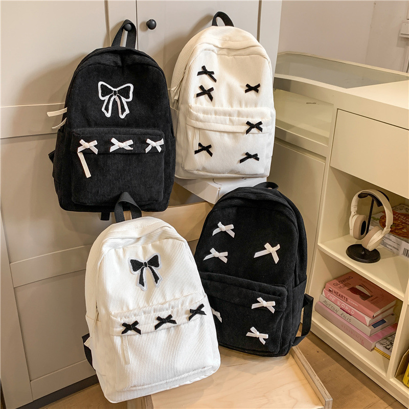 Picture of Japanese-style Ins Schoolbag Women's High-value Simple Cute Bow Backpack for College Students Women's Korean-style Senior high school Backpack