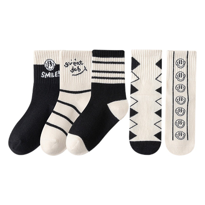 Children's socks new mid-calf socks boys trendy cotton socks students Middle and big Children Baby children letter striped children's socks