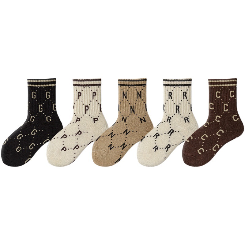 Children's Socks Autumn and Winter Korean Style Trendy Socks Spring and Autumn Warm Mid-Tube Cotton Socks Versatile Boys and Girls Sports Socks Wholesale