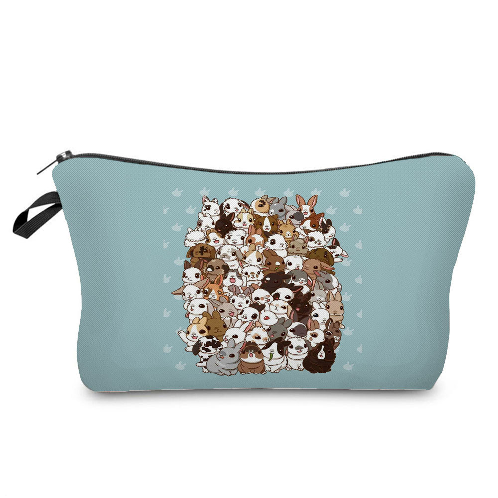 Picture of Trendy cartoon new rabbit printed cosmetic bag fashionable cute drop-resistant storage bag large capacity wash bag