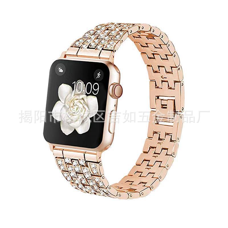 Picture of For Samsung S3 Huawei GT2 Applewatch8 five beads full diamond strap iWatch Apple alloy strap