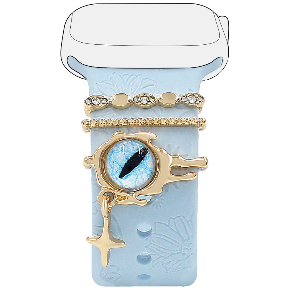 Picture of Apple Watch Watch Universal Silicone Strap with Diamond Blue Eyes