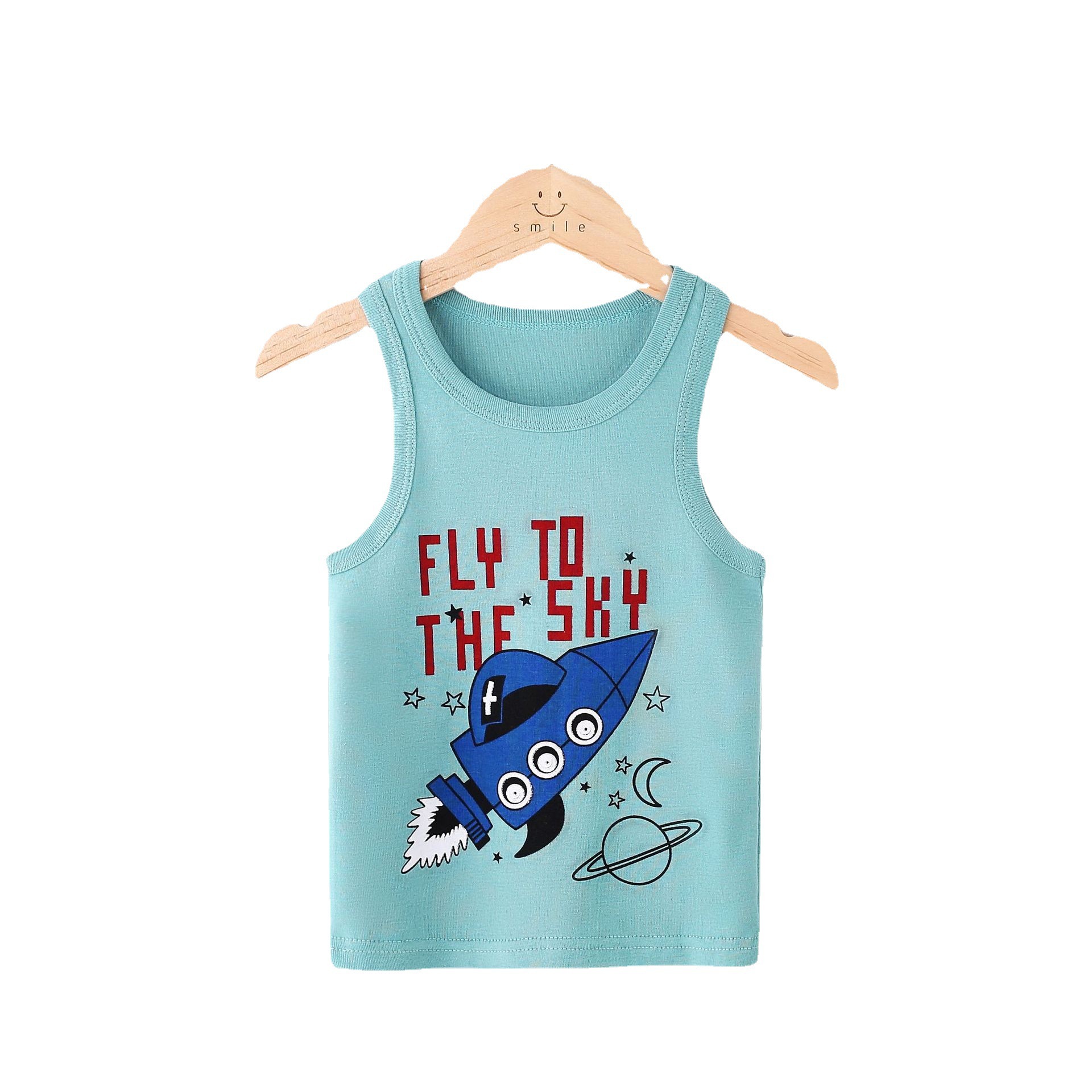 Picture of Children's Pure Cotton Vest Printed Ribbed Boys and Girls Summer Thin Sports Sling Outer Wear Bottoming Intimates for Small and Medium-Sized Kidsren