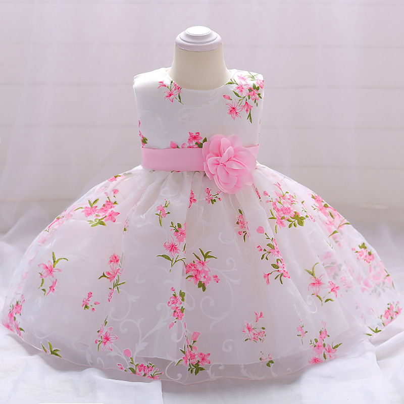AliExpress Baby Baby Princess Dress Baby One Year Old Dress Printed Girl's dress Children's Wedding Dress
