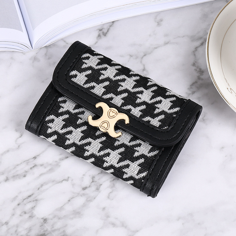 Picture of New Style Card Bag Women's Mini Korean-style Houndstooth Multi-functional Anti-degaussing Multi-card Driver's License Retro Bank Card Bag