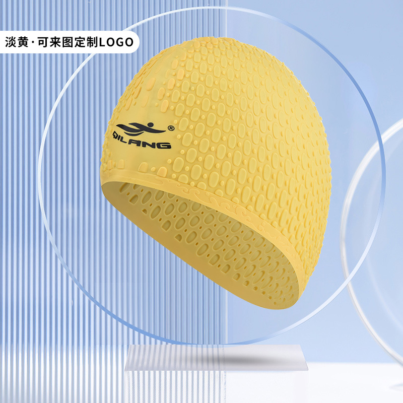 Picture of Vernon adult swimming cap silicone waterproof men's and women's water drop cap custom logo high elastic long hair ear protection large swimming cap