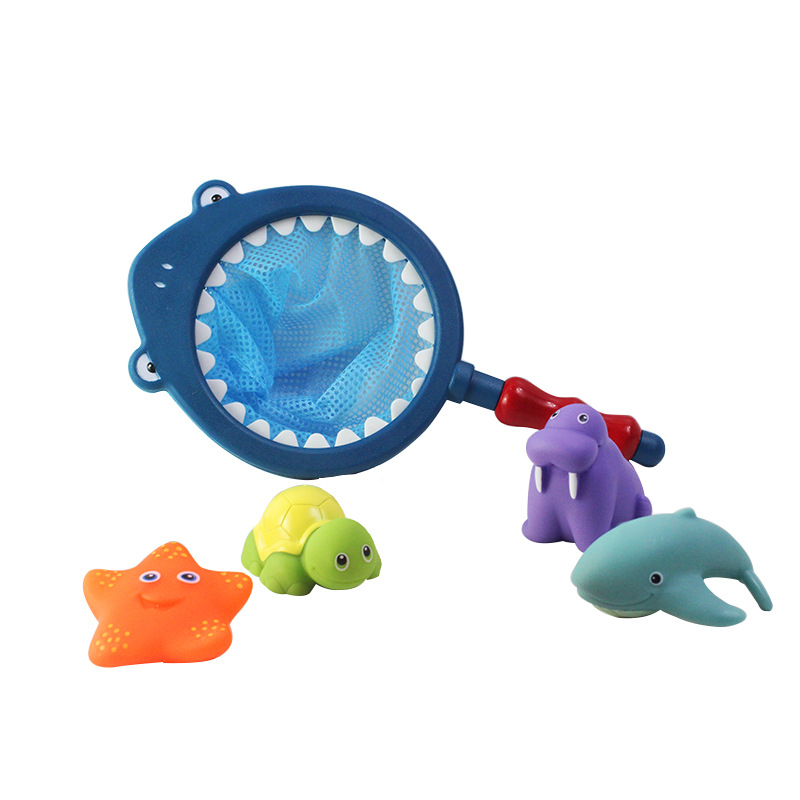 Picture of Children's water spray temperature-sensitive color-changing animal bathroom toy shark fishing Bath Pond glue playing water fishing fish toy