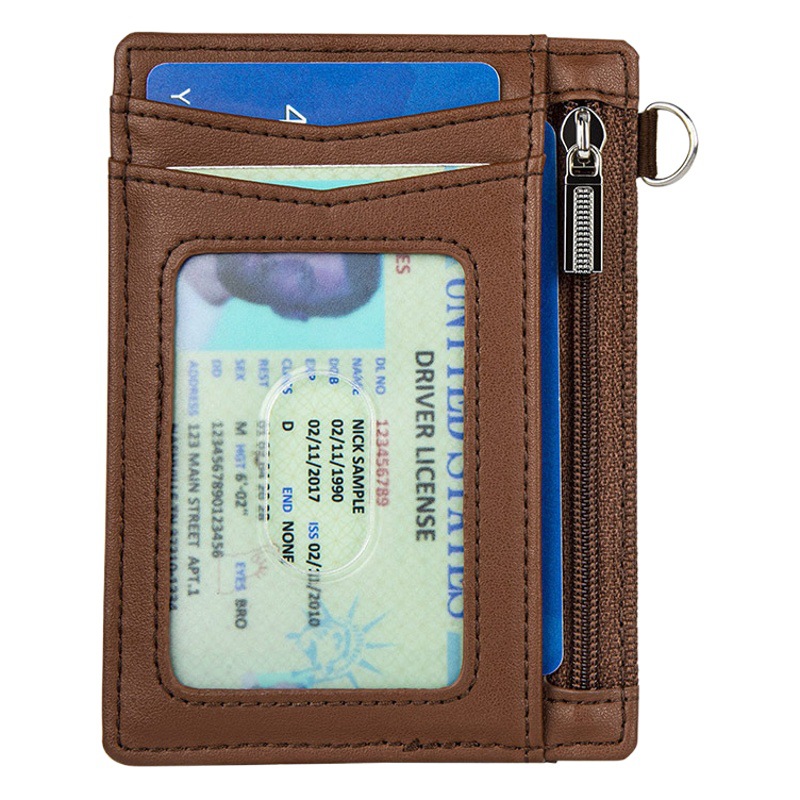 Cross-border ID set leather card case large capacity card wallet leather belt gift box zipper pu wallet wholesale