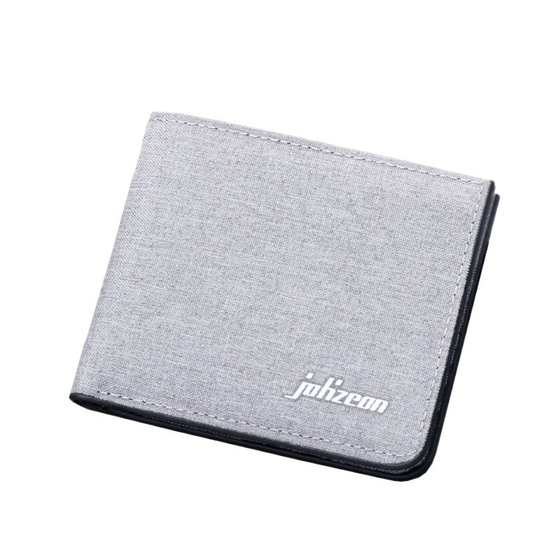 jolizeon Men's Short Wallet Canvas Multi-Card Holder Horizontal Denim Wallet Ultra-Thin Dollar Wallet
