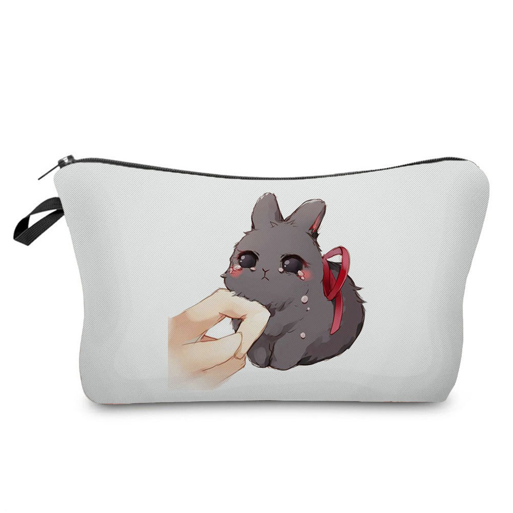 Picture of Trendy cartoon new rabbit printed cosmetic bag fashionable cute drop-resistant storage bag large capacity wash bag