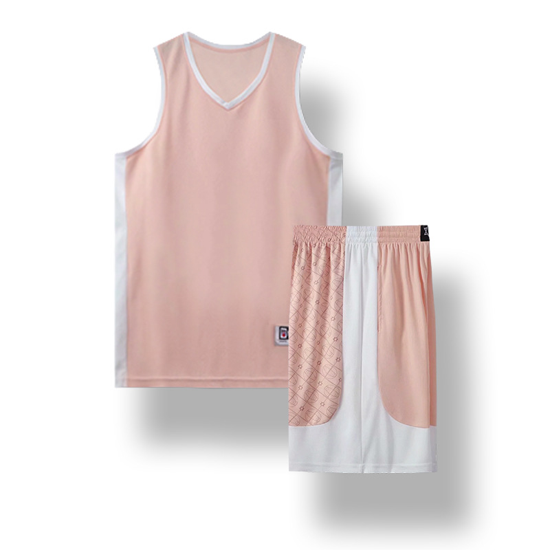 Picture of Net red pink new basketball uniform suit men's and women's fashion competition printed team uniform jersey vest printing number
