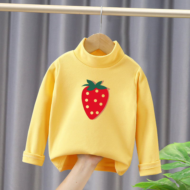 Picture of 2023 new autumn and winter dopamine girls' inner half turtleneck warm long-sleeved shirt children's velvet bottoming shirt