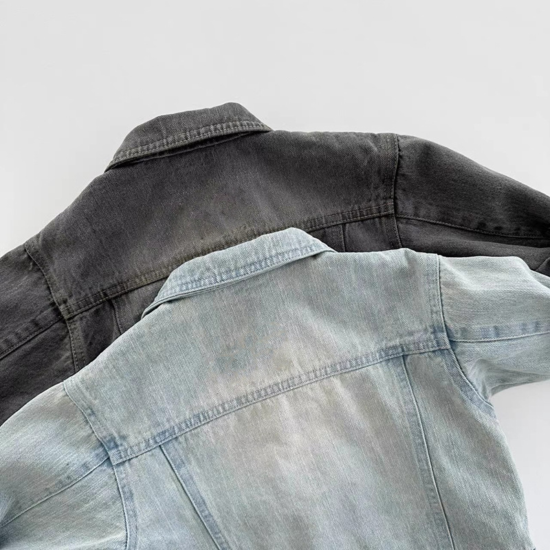 Picture of Children's clothing ins Korean style spring new jacket men's and women's fashionable handsome retro lapel washed Denim coat
