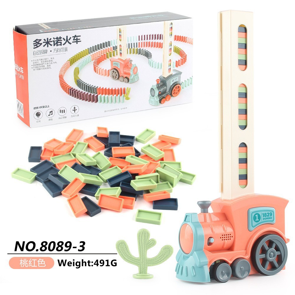 Picture of Transparent Dominoes Educational Kidsren's Automatic Card-Raising Electric Train Douyin Same Toys Wholesale