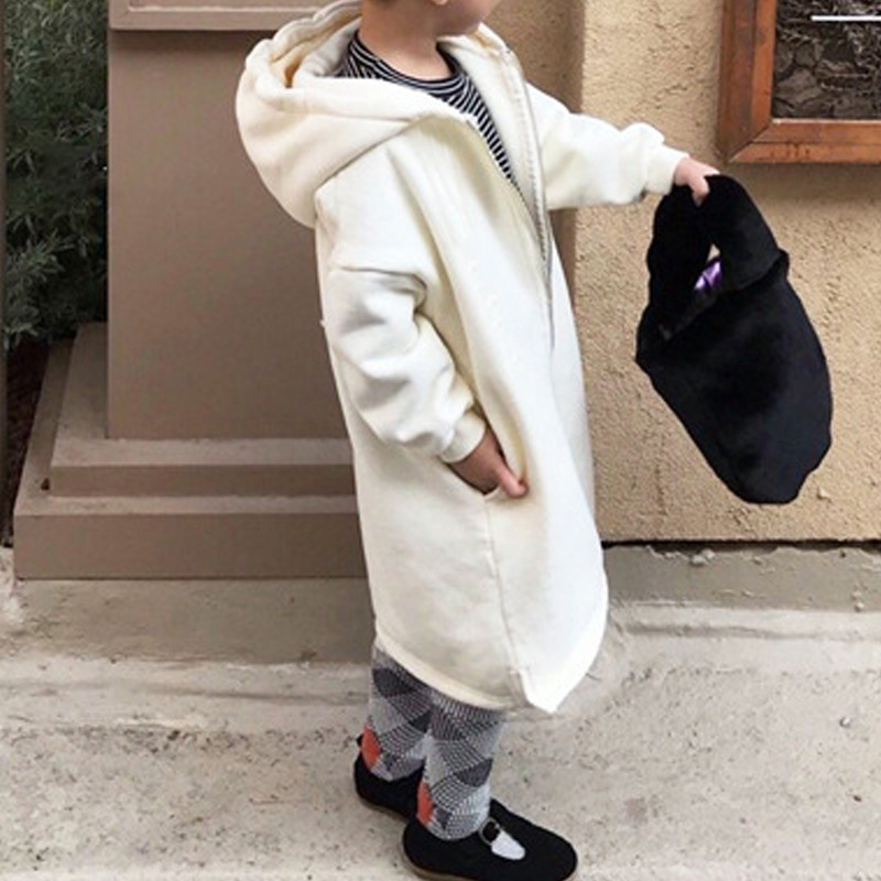 Picture of Winter Clothing Korean Style Children's Clothing New Style Korean Style Simple Velvet Sweatshirt for Boys and Girls Hooded Long Casual Jacket Versatile