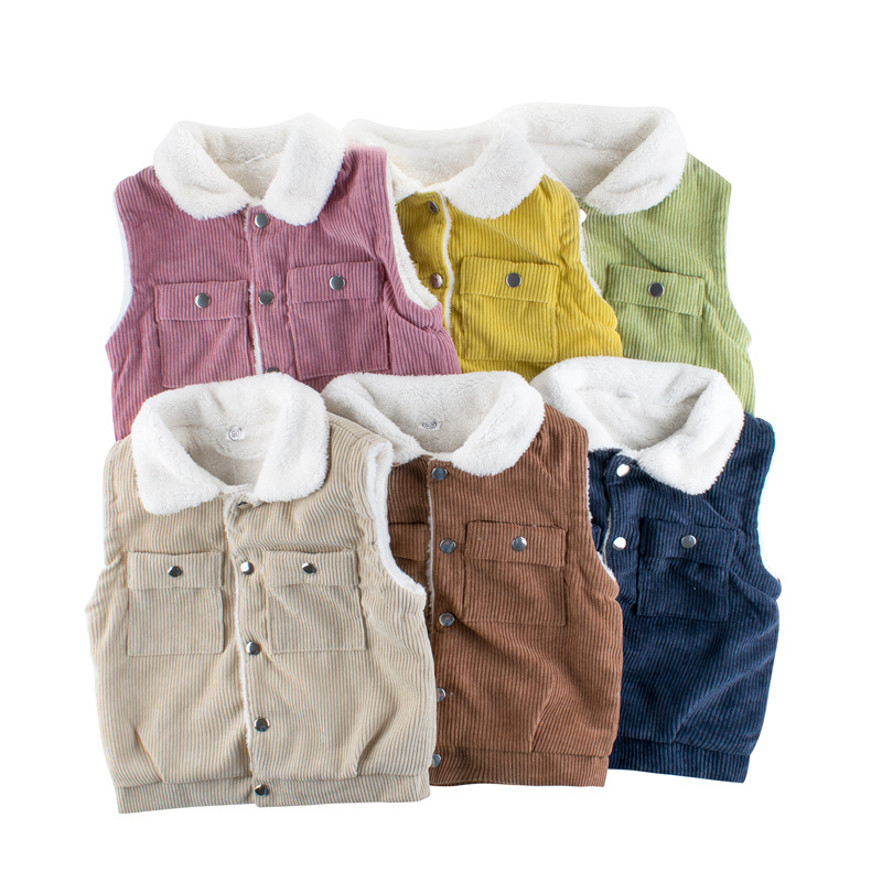 Spring children's clothing children's vest new 2024 boys lamb fleece fleece-lined baby clothing warm coat