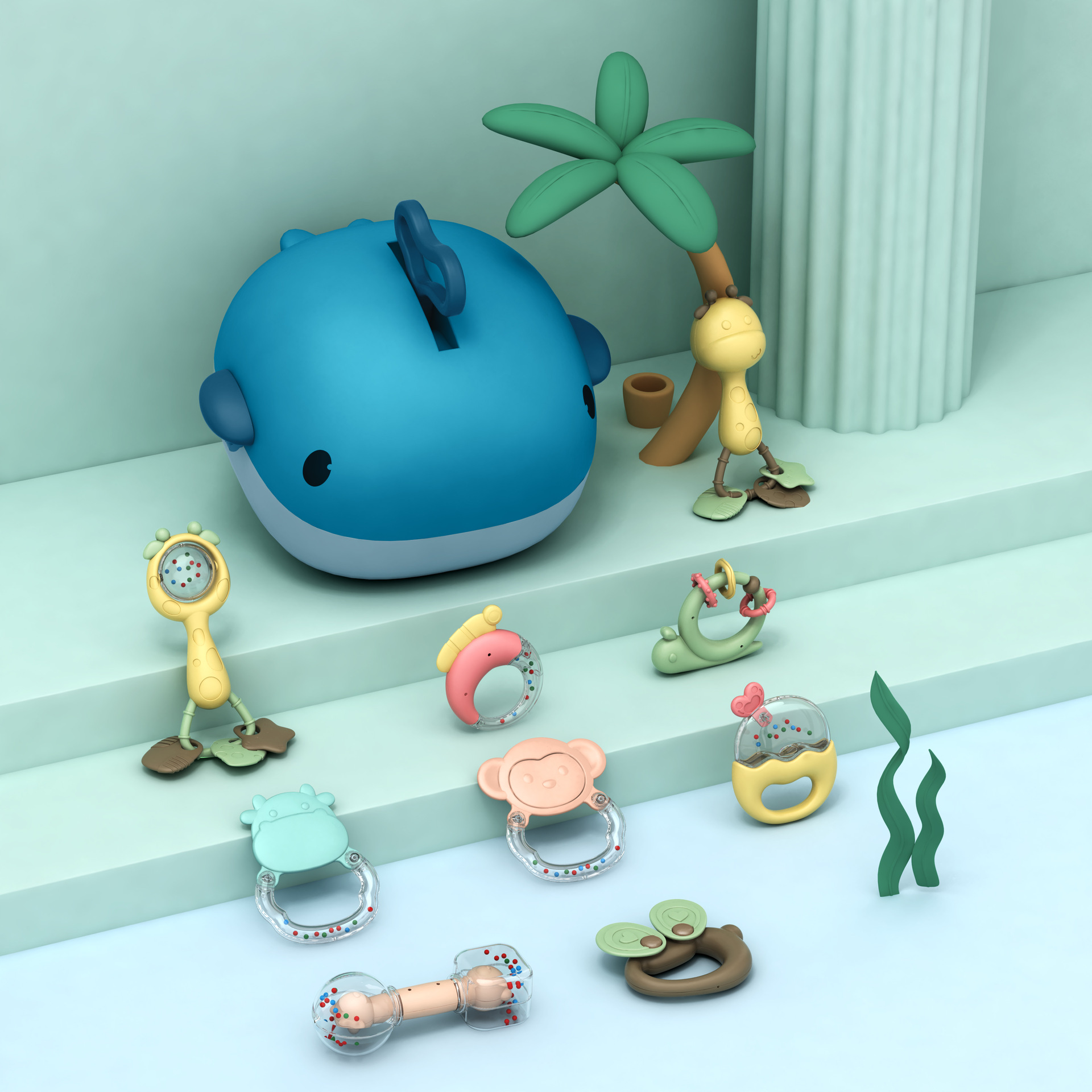 Picture of Newborn baby hand bell toy 0-1 year old baby puzzle early education boiled grit 3-6 months baby wholesale