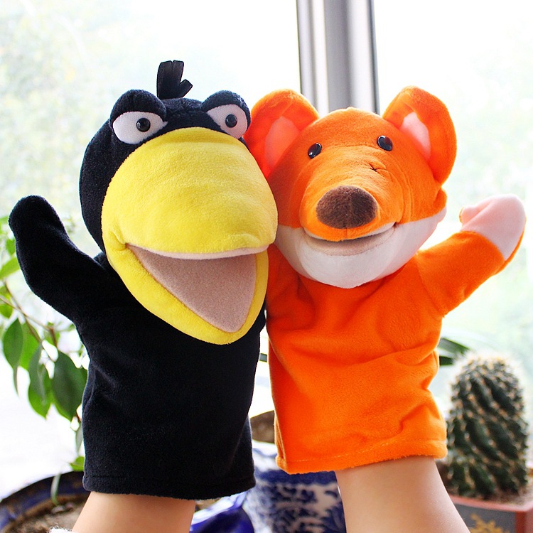 Picture of Fox and Crow Hand Puppet Toy Doll with Movable Mouth and Hand Doll Plush Kidsren's Watch Speech Story Theater