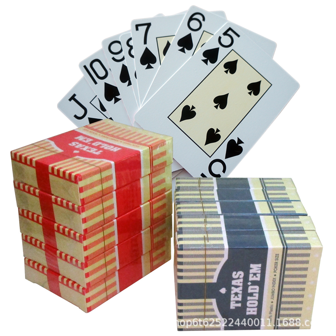 Texas Hold'Em Big Character Poker [32 Silk] Frosted Back Plastic Poker with Rule Cards 56 Wear-Resistant and Waterproof