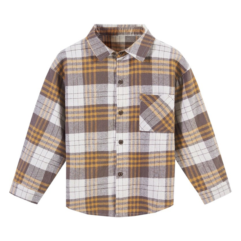 Boys' Long-Sleeved Shirts 2025 Spring & Fall New European and American Kidsren's Plaid Brushed Shirts Are Ready for Direct Supply and Dropshipping