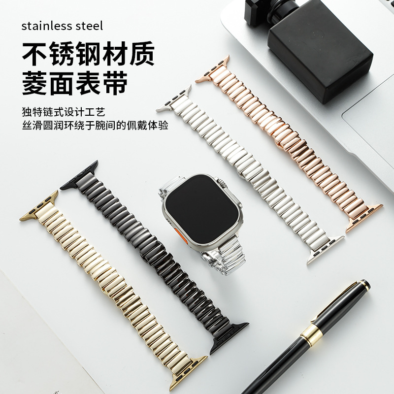 for apple AppleWatch10 strap irregular metal butterfly buckle iwatch89 stainless steel se strap