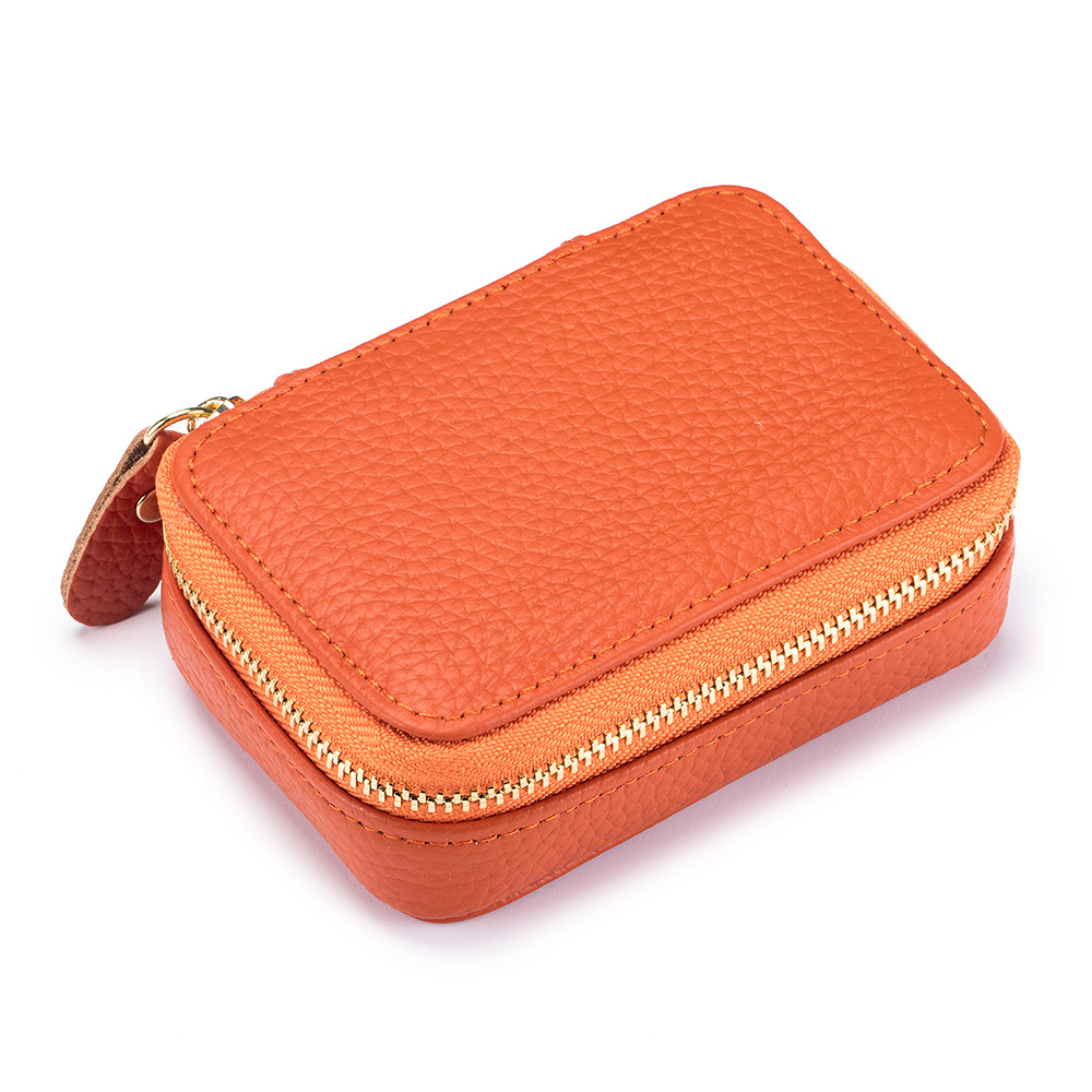 Picture of 2024 Genuine Leather Mini Portable Lipstick Bag with Mirror First Layer Cowhide Storage Bag Coin Coin Headphone Bag for Women