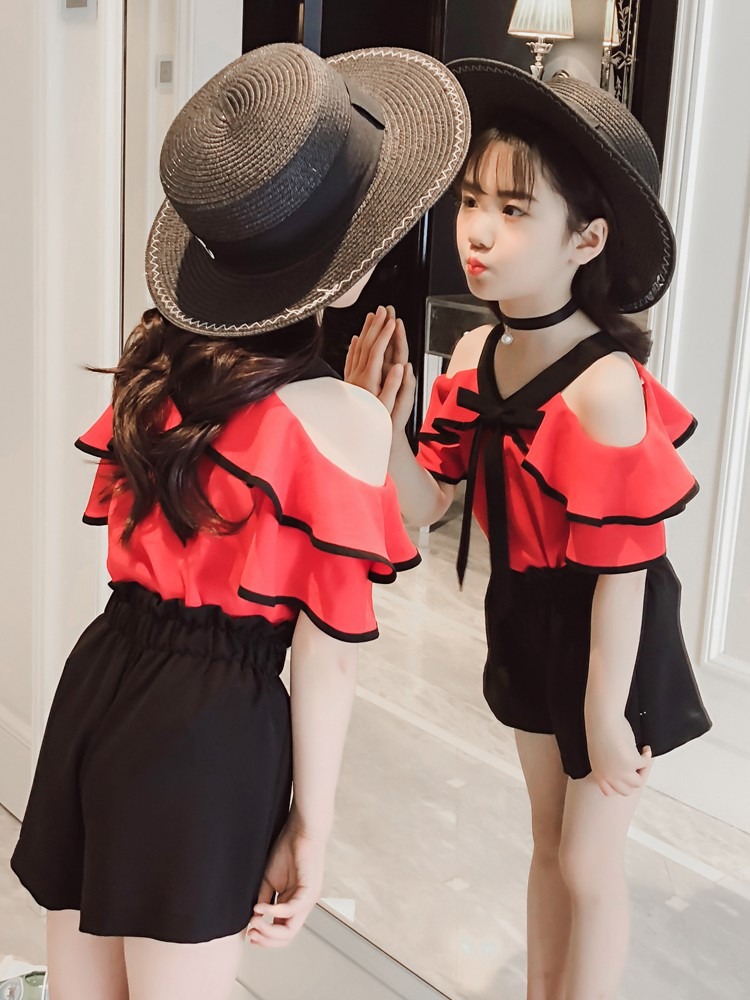 Picture of Girls' Fashionable Summer Outfit Korean Style Chiffon Trendy Children's Summer 2025 New Casual