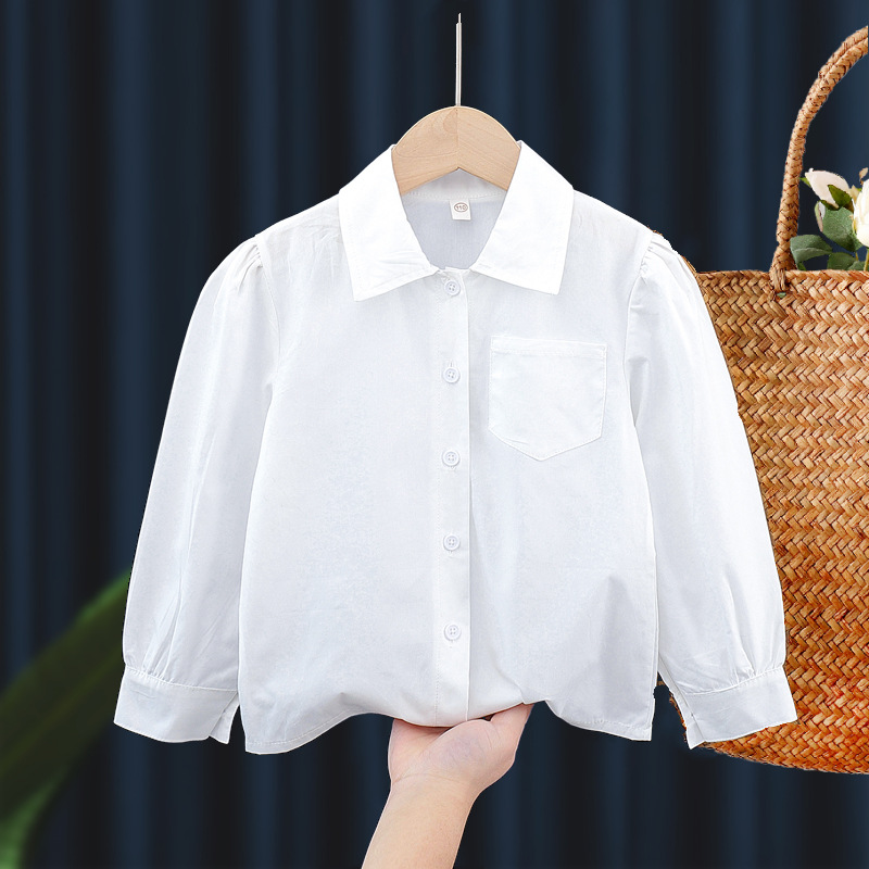 Picture of Shirt lace white girl's bottoming shirt top middle and small children's clothing student long sleeve middle and big children's inner wear overseas