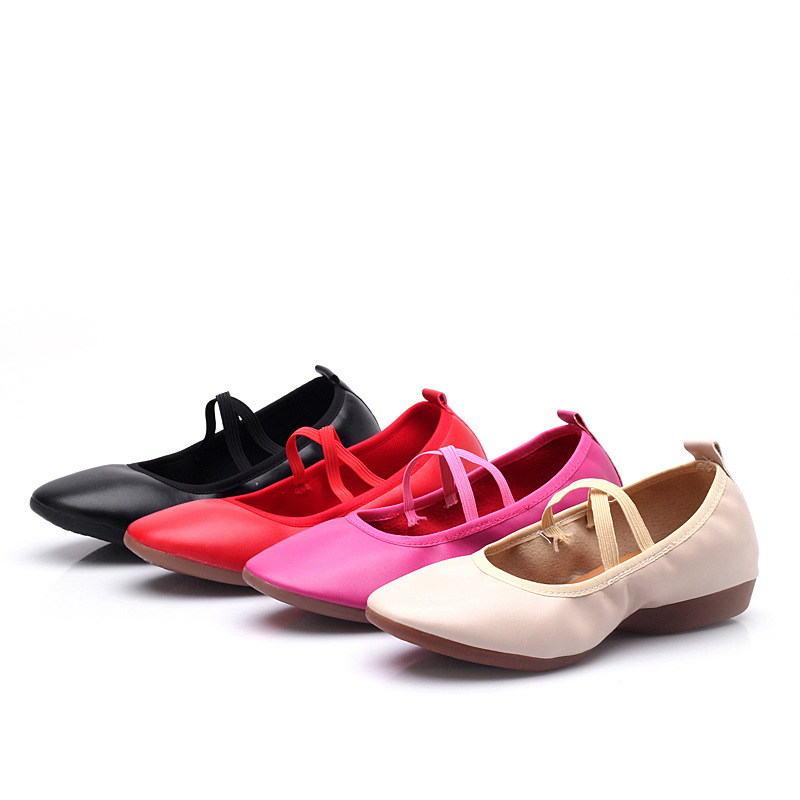 Picture of Cross-Border Export Square Dancer Shoes Soft Sole Adult Red Medium Flat Heel Four-Season Tbottomon Sole Professional Dance Shoes