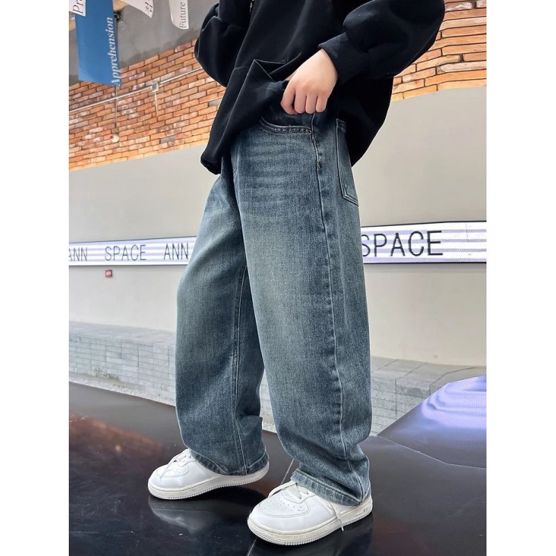 Picture of Boys' Spring and Autumn Straight Tube Loose Jeans 2024 New Children's Boys Spring Handsome Thin Pants