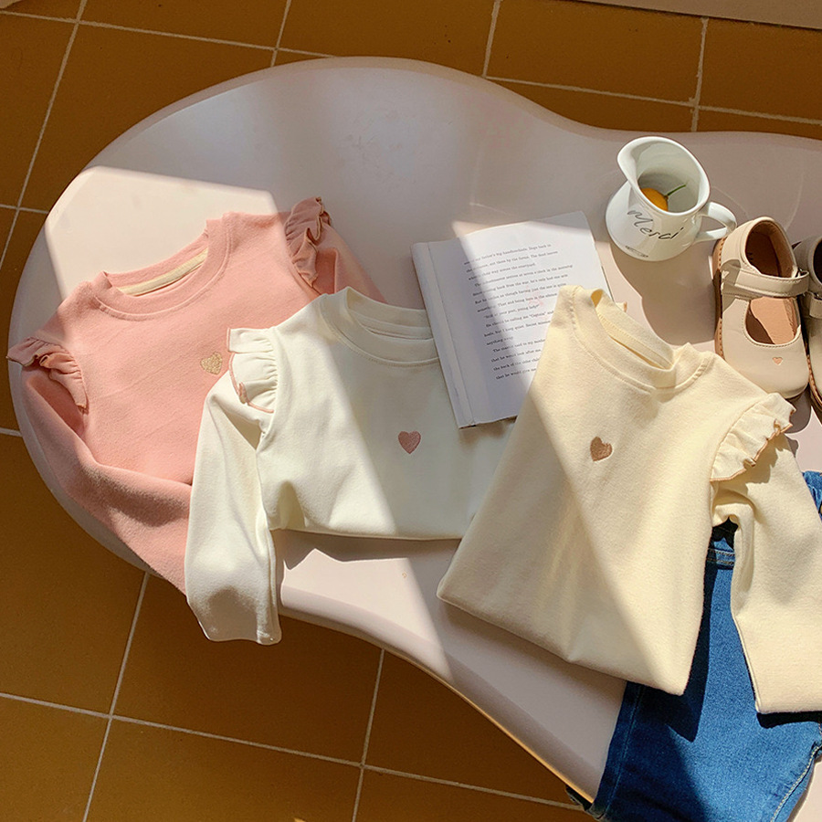 Picture of New Autumn Style Fake Two-Piece Kidsren's Color-Blocked T-Shirt Stripesd Cuffs Korean Style Girls' Long-Sleeved Bottoming Shirt Long-Sleeved T-Shirt