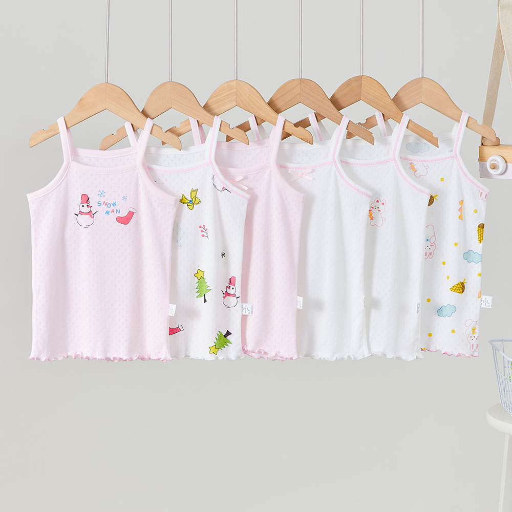 Picture of Children's Sling Mesh Girls' Light and Breathable 100 Cotton Japanese Style Home Clothes Bottoming Shirt Vest Wholesale