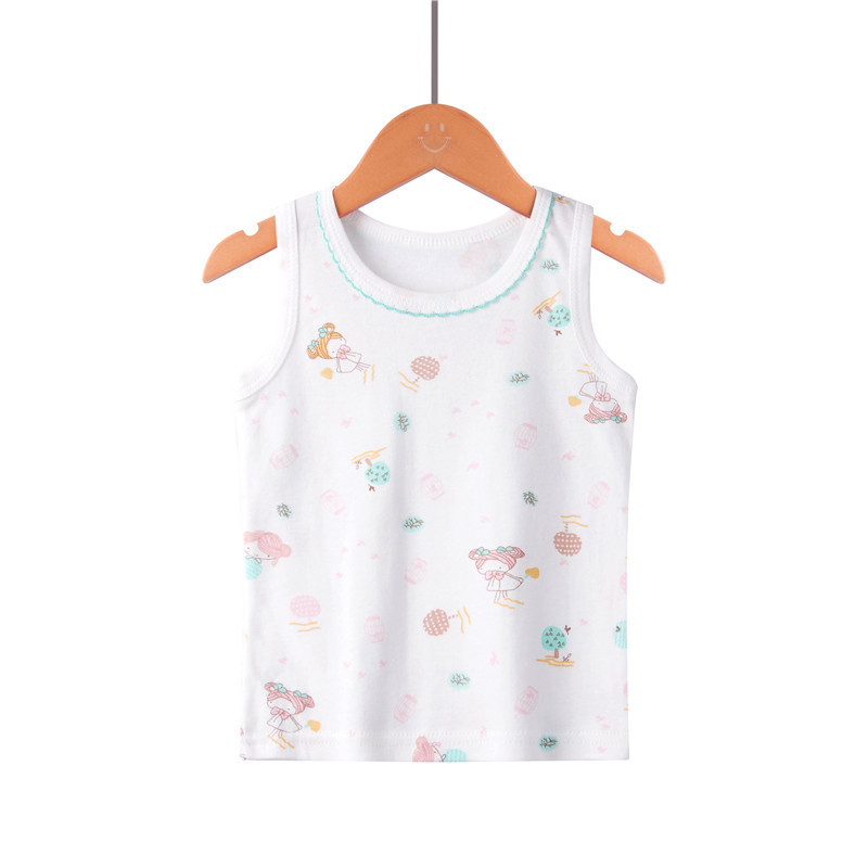 Picture of Children's Pure Cotton Vest Printed Ribbed Boys and Girls Summer Thin Sports Sling Outer Wear Bottoming Intimates for Small and Medium-Sized Kidsren