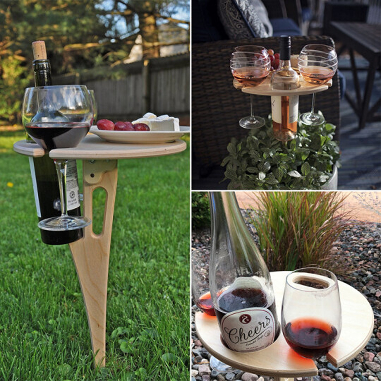 Outdoor portable wine table wooden wine table wine glass wine table outdoor beach portable wine table